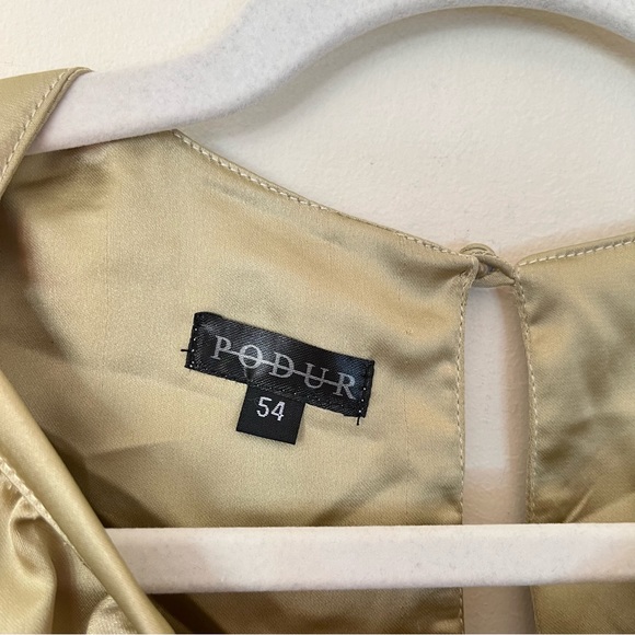 PODUR Garden Floral Embroidered Satin Modest Abaya Pale Green One Size 54” - Picture 6 of 8